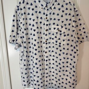 Old Navy White and Blue Casual Button Down Shirt